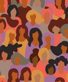 an image of many different people in the same color scheme, with one woman's head looking up