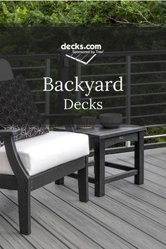 the backyard deck is clean and ready to use