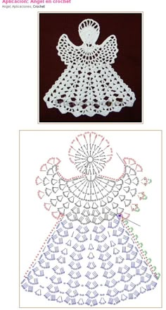 an angel is shown on the left and right side of this crochet pattern