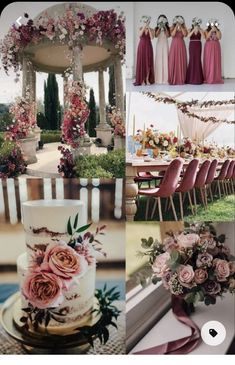 the collage shows different types of wedding decorations