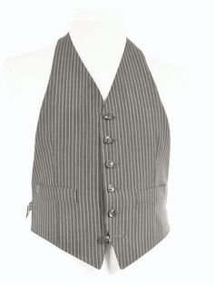 Ex-Hire Mens Backless Formal Morning Waistcoats - Grey & Black Pinstripe - ALL SIZES Men's Outfits