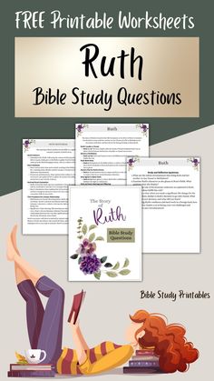 the bible study worksheet is shown with an image of a woman laying on her stomach