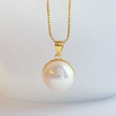 Sterling Silver/Gold plated Mabe Pearl with Pink Overtone Necklace with Diamond, Bridal Necklace, Wedding Necklace, Christmas Day Gift, Bridesmaid Gift Mabe Pearl Necklace, Pearl Necklace Bridal, Mother Necklace, Mabe Pearl, Necklace Bridal, Etsy Bridesmaid Gifts, Mothers Necklace, Necklace Wedding, Christmas Day