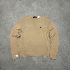 Retro Polo Ralph Lauren Light brown Heavy Knitted Jumper  Size - XL Width - 26' Length - 29' Pullover Sweater Men, Vintage Polo Ralph Lauren, Heavy Knit, Vintage Polo, Mens Jumpers, Pullover Men, Knitted Jumper, Polo Ralph, Light Brown