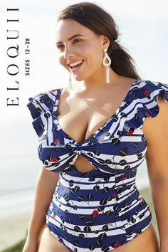 Rock our One-Piece Swimsuit with Ruffle Shoulder this beach season, complete with a soft cup bra, power lining and adjustable straps in sizes 12-28. Take 40% off your first purchase with code HELLO40. Plus Size Outfits With Sneakers, Bath Suits, Anna Krylova, Curvy Swimwear, Plus Size Swim, Soft Cup Bra, Outfit Trends, Plus Size Swimsuits