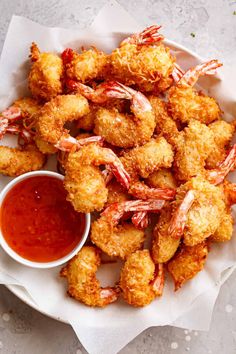 coconut shrimp with dipping sauce on the side