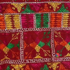 Antique Khadar Bagh is traditional hand embroidered phulkari made for special Punjabi Sikh wedding ceremonies. Mostly used for wedding jaago night, wedding day as a canopy and then gifted to the bride. Khadar Bagh phulkari is a symbol of happiness, prosperity and well being of a woman. Khadar Bagh - Made on hand dyed cotton cloth called khaddar with embroidery of silk threads. Fabric is hand spun and a handloom. Whole surface of the fabric in this bagh has been embroidered in geometric patterns. Handwork Embroidered Fabric For Festivals, Red Chikankari Embroidered Fabric For Traditional Ceremonies, Red Chikankari Embroidery Fabric For Traditional Ceremonies, Traditional Embroidered Fabric With Handwork For Festive Season, Traditional Multicolor Embroidered Wear For Puja, Traditional Wear With Multicolor Embroidery For Puja, Embroidered Multicolor Dupatta For Traditional Ceremonies, Traditional Wear With Multicolor Embroidery For Ceremonies, Handwork Embroidered Fabric For Festive Occasions