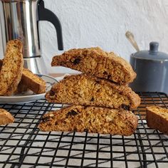 some oatmeal cookies stacked on top of each other