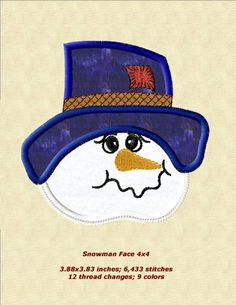 a snowman face with a hat on it's head and the words snowman face 4x4