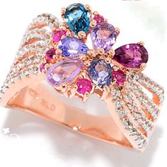 Absolutely Gorgeous 14k Vermeil Rose Gold Over Sterling Silver Ring , Brend New With Out Tag, Size 7 Pink Multi-stone Cluster Jewelry, Pink Cluster Multi-stone Jewelry, Multi Gemstone Ring, 7 Rings, Ring Color, Womens Jewelry Rings, Gemstone Ring, Pink Gold, Rose Gold Ring