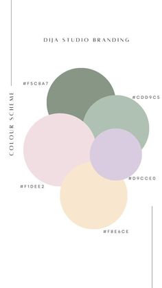 a white poster with four circles in different colors and the words dia studio branding