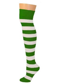 green and white striped knee high socks