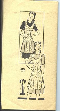 an old sewing pattern for a woman's apron and dress