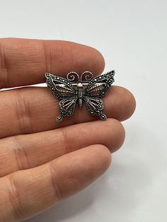 Pretty vintage sterling silver marcasite butterfly pin measuring 3cm wide  Would make a lovely gift Marked 925 to the reverse and in great condition Butterfly Pin, Sterling Silver Marcasite, Bugs And Insects, Butterfly Brooch, Vintage Sterling Silver, Lovely Gift, Silver 925, Brooch Pin, Brooches