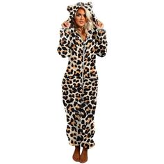 Unisex Adult Leopard Onesie Hoody Pajamas Zipper Up Long Sleeve Plush Jumpsuit Features: Features: Polyester Lightweight and soft,comfy to wear,winter loose fit sleepwear loungewear This two piece set features with a lapel that can be worn off one shoulder, long sleeves, ,elastic waistband,fit outfit These women's two piece pajamas are breathable and easy on the skin, will keep you from daily stresses and provide you a soft and comfortable night Occasion: suitable for Winter, vacation, sleeping, Jumpsuit Pjs, Womens Robes Long, Onesies For Women, Jumpsuit Damen Elegant, Winter Pjs, Full Length Robe, Plus Size Robes, Petite Jumpsuit, Home Clothes