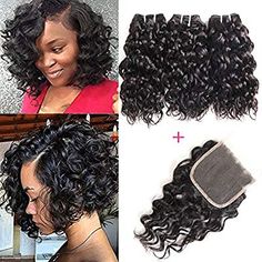 Curly Weaves Sew In, Short Curly Hair Extensions, Wet N Wavy Weave Hairstyles Sew Ins, Wet And Wavy Sew In Bob, Water Weave Hairstyles, Wet And Wavy Sew In With Closure, Curly Weaves For Black Women, Brazilian Weave Hairstyles, Wet And Wavy Hairstyles For Black Women