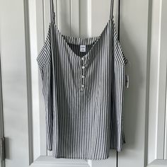 Brand New With Tags. Adjustable Straps. Dark Grey And White Stripes. White Vertical Stripes Summer Tops, White Summer Tops With Vertical Stripes, White Vertical Stripes Top For Vacation, Old Navy Tank Tops, Maternity Tank Tops, Yellow Tank Top, Linen Tank Top, Purple Tank Top, Sweater Tank Top