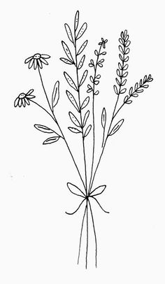 a black and white drawing of some flowers