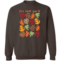 Celebrate Fall and be on trend this season with this cute and unique Its Fall Yall Sweatshirt! This abstract "flower market" inspired Fall Leaves Crewneck is super comfy! Size up for a Trendy Oversized Look! SHIPS FREE! SIZING TIPS: Size up 2-3 sizes from your "usual size" to get the "Oversized" Look! (2 sizes up is most common, and 3 sizes up is more dramatic) For a "relaxed fit" order your "usual size". When in doubt, lay your favorite fitting Sweatshirt flat and measure armpit to armpit and c Fall Cotton Sweatshirt With Plant Print, Cotton Sweatshirt With Plants Print For Fall, Casual Fall Tops With Plant Print, Fall Casual Sweatshirt With Plant Print, Casual Plants Print Sweatshirt For Fall, Fall Crew Neck T-shirt With Plants Print, Casual Fall T-shirt With Plant Print, Casual T-shirt With Plants Print For Fall, Casual Plants Print T-shirt For Fall