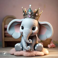 an elephant with a crown on its head