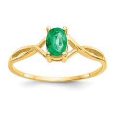 14k Emerald Birthstone Ring Emerald Birthstone Ring, Birthstone Band, December Birthstone Ring, Emerald Birthstone, Birthstone Rings, Green Emerald Ring, Emerald Ring Gold, Yellow Rings, Blue Topaz Stone