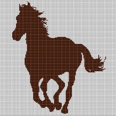 the silhouette of a horse is shown in brown and white, as well as on this cross stitch pattern