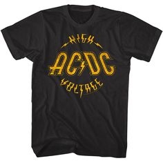 "AC/DC Men's T-Shirt by American Classics Part Scottish, part Aussie, 100% High Voltage Rock Legends! Formed in Sydney in 1973, AC/DC went from Dirty Deeds Done Dirt Cheap on the Highway to Hell to Back to Black in The Flick of the Switch! They have sold over 200 million albums worldwide and they are still working on new music. Wear some rock history, this cool ACDC Men's T-Shirt is vintage style print with a distressed look as if you bought it at an AC/DC Concert Tour in the 80's    What's incl High Voltage Logo, Acdc Logo, Acdc Shirt, Heavy Metal Rock, Band Merch, Tee Shirt Homme, Logo Black, Comfy Shorts, Vintage Graphic