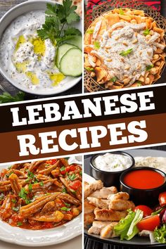 several different pictures with the words lebanse recipes