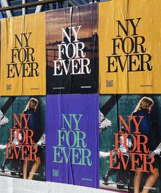 four new york for ever posters are on display