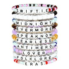 PRICES MAY VARY. What Will You Get - 10PCS TS inspired friendship bracelets. Contains 10 album titled bracelets for women. bracelet for women/gifts for her Adjustable Size - Friendship bracelet elastic bracelet, you can easily to adjust bracelets length by yourself, nice size for everyone. bracelet/unique gifts for women Safe & Comfortable - Bracelets eras tour are made of durable and skin-friendly materials to ensure long-lasting wear and comfort. No harm to skin. bracelets for women/crystal br Eras Tour Outfit, Scene Goth, Anti Hero, Outfit Jewelry, Speak Now, Bracelets Set, Unique Gifts For Women, Women Bracelet, Bracelet Ideas