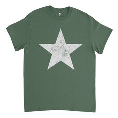 T-shirt Big Star Distressed Shirt Star Shirt Independence - Etsy White Summer T-shirt With Star Patch, Cotton T-shirt With Star Patch And Short Sleeves, Cheap Star Print T-shirt For 4th Of July, Cotton Star Print Relaxed Fit T-shirt, Patriotic Short Sleeve T-shirt With Star Print, Forth Of July, Distressed Shirt, Army Shirts, Home Of The Brave