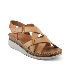 Spring Step-Migula Wedge Sandal Embrace comfort without sacrificing fashionable looks with the Migula wedge sandal from Spring Step. Crisscross straps enhance the appeal of this leather sandal designed with leather footbed to pamper your feet and a hint of espadrille for a unique appeal. Leather Cross Strap Wedge Sandals For Beach, Leather Wedge Sandals With Arch Support For Beach, Leather Slingback Wedge Sandals, Leather Wedge Sandals With Arch Support For Vacation, Leather Footbed Sandals With Arch Support And Wedge Heel, Leather Cross Strap Wedge Sandals With Removable Insole, Leather Wedge Sandals With Ortholite Insole And Round Toe, Leather Cross Strap Slingback Sandals With Heel Loop, Leather Cross Strap Sandals With Heel Loop