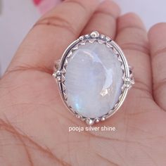 HELLO BUYERS ! WELCOME MY SHOP ! SHOP LINK :- https://www.etsy.com/in-en/shop/poojasilvershine?ref=seller-platform-mcnav Natural Rainbow Moonstone Ring-925 Sterling Silver Ring-Oval Stone Ring-Handmade Silver Blue Fire Moonstone Ring-Unique Ring-Gift Her/ Him. 》D E T A I L S《 Handmade Item : 925 Silver Ring Gemstone: Natural Rainbow Moonstone Gem Color: White Gem Shape: Oval Gem Category: Cabochon Metal: 925 Sterling Silver Purity: 925 Parts Per 1000 Setting Type: Bezel Set Silver Polish: High A Unique White Oval Moonstone Ring, Oval Moonstone Crystal Ring Stamped 925, Handmade Oval Cabochon Moonstone Ring, Handmade Oval Moonstone Ring For Anniversary, Handmade Moonstone Oval Cabochon Ring For Gift, Handmade Oval Moonstone Ring Spiritual Style, Handmade Oval Moonstone Ring, Handmade Oval Moonstone Ring Gift, Handmade Moonstone Ring Gift