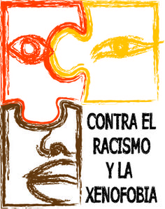 an image of a poster with the words contra ractismo y la xenoofobia