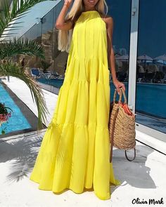 Olivia Mark - WoSleeveless Tiered Maxi Dress Everyday Dresses Casual, Mode Kimono, Paris Chic, Fashion Styling, Pleated Maxi Dress, Mode Inspo, Tiered Maxi Dress, Polyester Dress, Maxi Dresses Casual