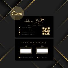 a black and gold business card with an elegant design