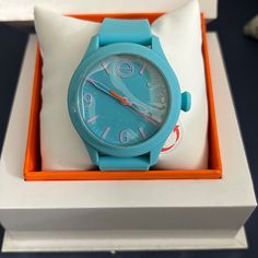 Nib Dark Baby Blue Movado Watch. Rubber Straps. Still Has Plastic On The Glass. Needs A New Battery Blue Casual Analog Watch Accessories, Casual Blue Analog Watch Accessories, Blue Analog Watch As A Gift, Blue Analog Watch As Gift, Blue Analog Watch Gift, Blue Analog Watch Accessories As Gift, Gift Blue Analog Watch, Casual Blue Watch Accessories With Round Dial, Blue Casual Watch With Round Dial