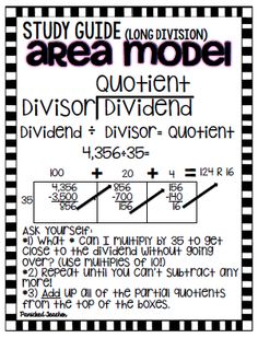 an instruction manual for using the area model