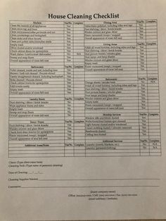 an office cleaning checklist is shown in this file, with the list below it