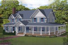 this is an artist's rendering of a house with porches and wrappers