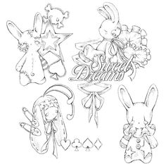 an image of some bunny drawings