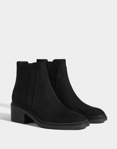 Boots & Ankle boots - SHOES - WOMEN - Bershka United Arab Emirates Mid Heel Ankle Boots, Low Heel Ankle Boots, Low Heel Boots, Trending Boots, Leather Shoes Men, Heeled Ankle Boots, Casual Shoes Women, Boot Sandals, Beautiful Shoes