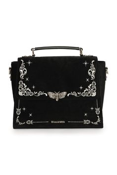 The spooky-looking Death’s Head Hawkmoth may be a dire symbol of death in many cultures, but did you know that they also make a really cute squeaking noise?Carry all the things! This handbag is as practical as it is awesome.– This handbag is made from a luxe, lined velvet fabric with intricate silver embroidered details and Death’s Head Hawkmoth hardware– Adjustable strap and fixed carry handle– Internal zip pocket– Magnetic stud closures– All trims are nickel-freeCare Tips: Do not wash. Wipe with damp clothComposition: Main: 100% Polyester, Lining: 100% PolyesterDimensions: Approx 25cm (10in) L x 19cm (7.5in) H x 11cm (4.5in) DDesigned at BMHQ in Australia, manufactured by one of our Global Partners in China Edgy Crossbody Bag, Deaths Head, Velvet Handbag, Black Bucket Bag, Dark Clothes, Fashion Goals, Accessories Ideas, Bag Collection