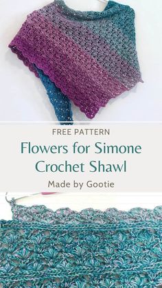 crochet pattern flowers for simone shawl made by gooie, with text overlay