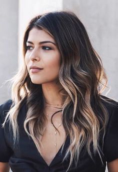 Hair goals Balayage Hair With Lighter Front Pieces, Dark Top Light Bottom Hair, Brunette With Blonde Tips, Dark Hair With Blonde Tips, Dark Hair With Light Ends, Dark Ombre Hair Color For Brunettes, Dark Hair With Blonde Ends, Blonde Tips On Brown Hair, Wavy Balayage