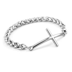 Men's Cross Bracelet Latin Steel Cross Cross Bracelet For Men, Mens Cross Bracelet, Bracelets Outfit, 50th Birthday Gifts For Men, Bracelet With Cross, Silver Cross Bracelet, S Bracelet, Steel Cross, Mens Crosses