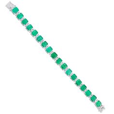 Wedding Natural 25.7 Ct Green Emerald Tennis Bracelet Si Clarity Hi Color 4.1 Ct Certified Diamonds Bracelet 18k / 14k Gold Jewelry Gifts for Her Details :- Item Code:- CN-14513 Gross Weight :- 22.87 gm 18k White Gold Weight :- 16.89 gm Diamond Weight :- 4.10 ct. (Certified Si Clarity Hi Color Diamonds) Emerald Weight :- 25.80 ct. Bracelet Size: 7 inches we can make bracelet size as per your requirement size. ≫ FAQ below for more detail. ✦ Sizing We can adjust most items to fit your sizing prefe Round White Gold Bracelets With Emeralds, Green Gemstone Diamond Bracelet For Formal Occasions, White Gold Emerald Bracelets, White Gold Emerald Bracelet, Formal Green Diamond Bracelet With Gemstone, Formal Emerald Gemstone Bracelets, Elegant Emerald Tennis Bracelet For Wedding, Formal White Gold Emerald Tennis Bracelet, Emerald Diamond Bracelet For Wedding