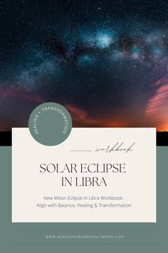 the cover of solar eclipse in libra, with an image of stars above it