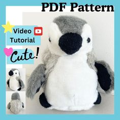 a stuffed animal that is sitting on top of a table with the words video tutorial cute