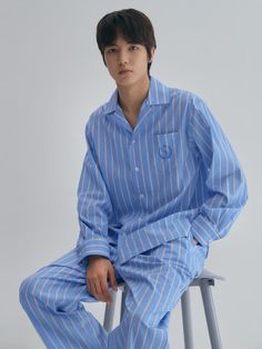 Composition : 60 corditis stripe / cotton 100%Color : BLUECountry of Origin : Republic of Korea Dress Pajamas, W Concept, Stripe Dress, Mens Pajamas, Sleepwear Robe, Striped Dress, Designer Fashion, Pajamas, Composition